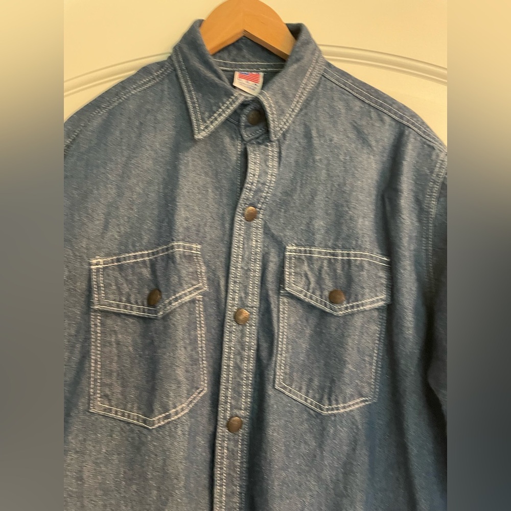 TYCA USA Made Vintage Vermont Cotton Denim Button-Up Shirt - Picture 2 of 8